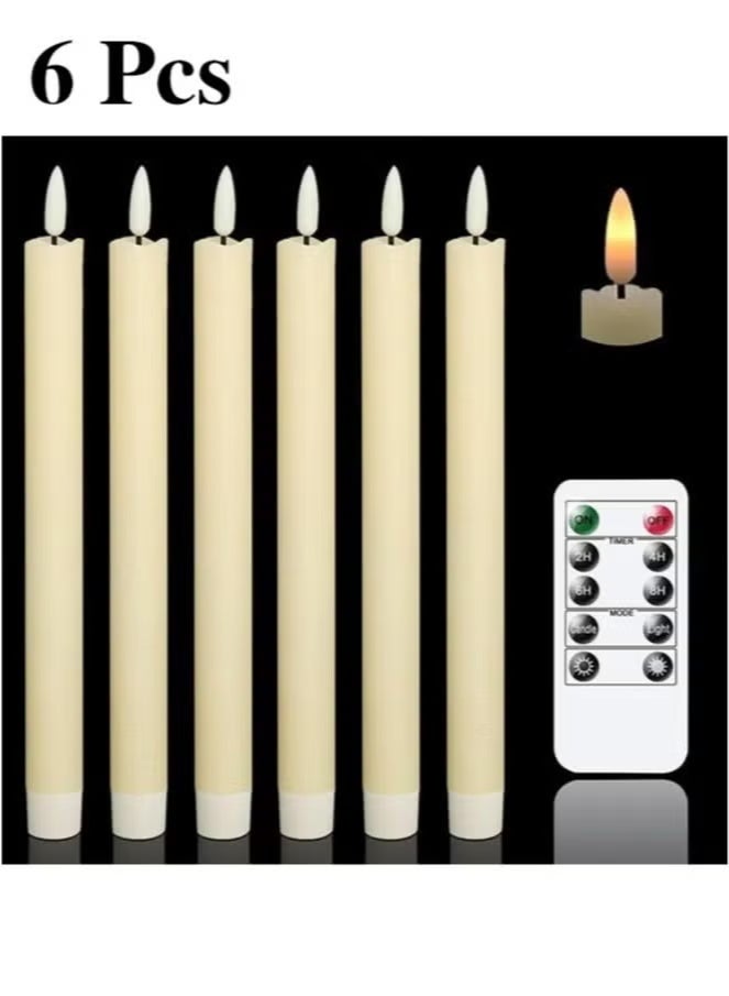 YelaJoy 6-Pack Flameless Taper LED Candles with Remote Control, Battery Operated Warm Glow Candles, 3D Realistic Wick Flicker for Window, Dinner, Wedding Decor - Image 1